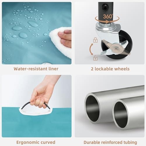 STORAGE MANIAC Laundry Sorter 4 Section, 47.8 Gal (181 L) Laundry Hamper with Wheels, Clothes Divider Basket Sorter, Clothes Separator Hamper Cart with Wheels and Removable Bags, Blue 5