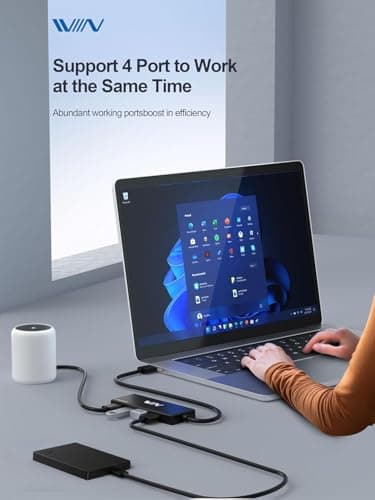 IVIIN USB 3.0 Hub, 4 Port USB Hub Splitter, USB A Expander Portable USB Adapter Multiport Data Hub for Laptop, iMac Pro, MacBook Air, Mac mini/Pro, Surface Pro, USB Flash Drives, and Mobile HDD-Black 7