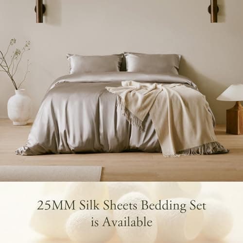 LILYSILK 100% Silk Pillowcase 1PC 25MM Pure Bed Pillowcase for Hair & Skin Terse Envelope Double-Sides Charmeuse Silk, Silvergray Standard 20x26 inches 6