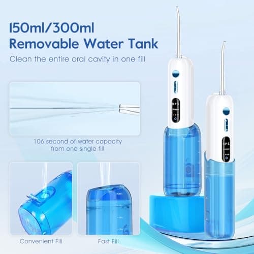 Water Flosser,2 in 1 Water Dental Flosser with 2 Water Tanks,3 Mods 4 Jet Tips Water Flossers for Teeth Suit for Business Trips, Outings and Daily Oral Cleaning Use(Blue) 6