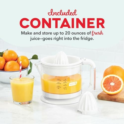 Dash Citrus Juicer Extractor: Compact Juicer for Healthy Juice, Oranges, Lemons, Limes, Grapefruit & other Citrus Fruit with Easy Pour Spout + 20 oz Pitcher - White 7