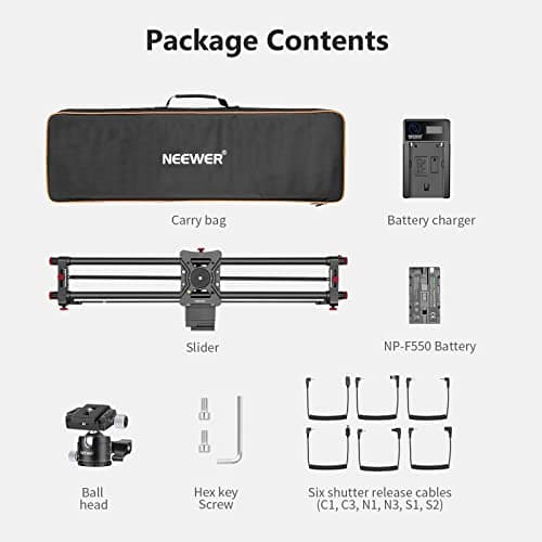 NEEWER 31.5"/80cm Motorized Camera Slider, App Wireless Control Carbon Fiber Dolly Rail Slider, Support Video Mode, Time Lapse Photography, Horizontal, Tracking and 120° Panoramic Shooting (ER1-80) 9
