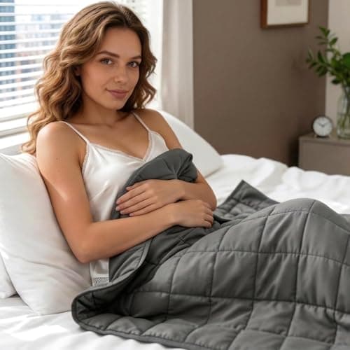 Smart Queen Weighted Blanket 20 lbs for Adults & Couple to Share (60"x 80", Queen Size) Heavy Blanket for Bedding, Soft Breathable Cotton with Machine Washable for Sleeping