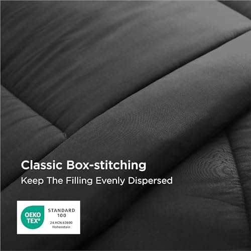 Bedsure Comforter Duvet Insert - Quilted Comforters Twin XL Size, All Season Duvet, GentleSoft Down Alternative Bedding, with 8 Tabs, Gifts for Women/Men, Black, Twin XL 92 x 68 Inches 5