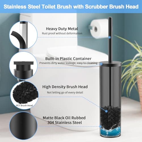 Stainless Steel Toilet Brush and Holder Set Oil Rubbed Matte Black Heavy Duty Toilet Bowl Brush with Long Handle for Bathroom and Farmhouse 2