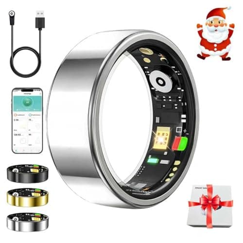 ZBNMY White Elephant Gifts,Smart Ring,Gifts Christmas for Women Men - Sleep Monitoring/Blood Oxygen/Motion Tracking,Waterproof & No Subscription Required,Gifts for Mom Dad Boyfriend Her Him Silver 8