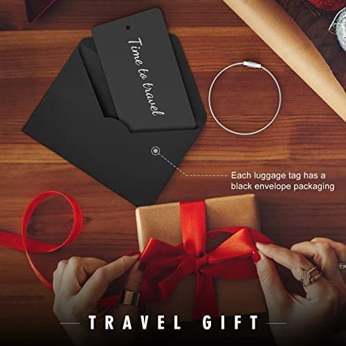 FamiB Luggage Tags for Suitcase - Black Personalized Engraved Metal Tag for Cruise Travel - Custom Name Tags Suitable for Bags and Backpacks,Vertical (2x3.5'') 7