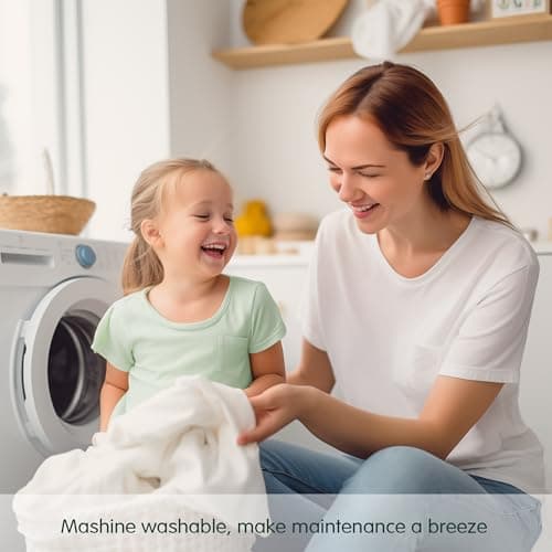 CHUN YI 2 Inch Mattress Topper Cover (Cover Only) Queen Size, Breathable Mattress Topper Protector with Zipper and Straps, Removable and Washable Foam Mattress Topper Cover 7