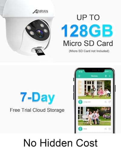 ANRAN Security Camera Wireless Outdoor, 2K Solar Outdoor Camera with 360° View, Smart Siren, Spotlights, Color Night Vision, PIR Human Detection, Pan Tilt Control, 2-Way Talk, IP65, Q1 White 9