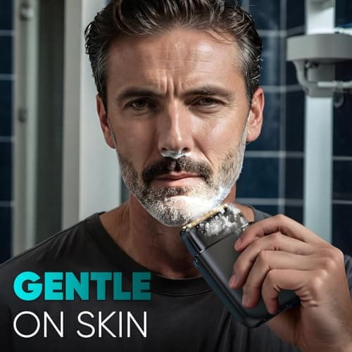 Electric Razor for Men Face, Electric Shavers for Men, Cordless Portable Rechargeable Waterproof Foil Shavers with LED Display, Three Speeds, Travel Lock for Face and Beard Trimmer (Black) 5