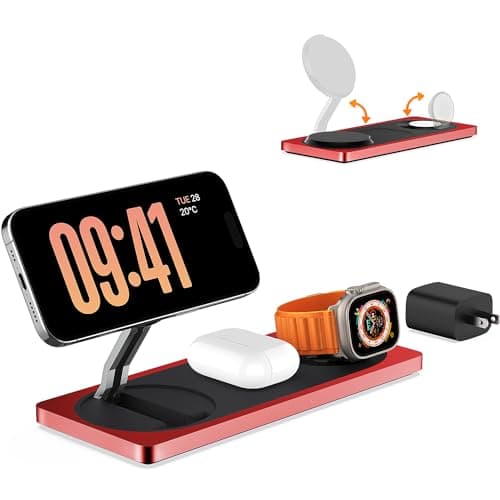 3-in-1 Charging Station for Apple Devices: Used for iPhone and Watch Charging Station with Magsafe Charger Stand, Wireless Charger for iPhone 17 Air 16 15 14 13 Series, Apple Watch Ultra, AirPods Pro 7