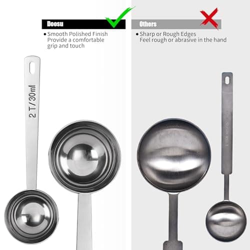 18/8 Stainless Steel Coffee Scoop, Doosu Food-Grade Metal Measuring Spoon with 4.3in Long Handle, Tablespoon Scooper for Coffee Beans, Ground Coffee, Espresso, Protein Powders, Tea, Sugar (2 Tbsp) 8