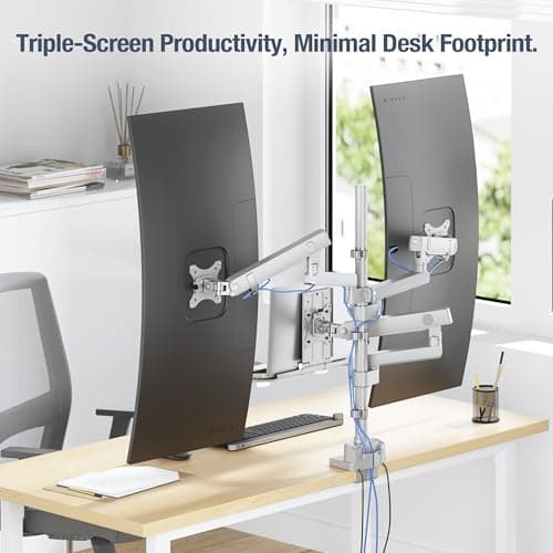 AVLT Laptop & Dual 40 Inch Stacking Monitor Arm Pole Top Mount with USB-C USB-A Ports-Gray, Supports 26.4 lbs (12kg), Ultrawide Screen Fit, VESA Compatible, Multi-Screen, Ergonomic Workspace Upgrade 9
