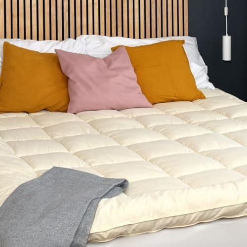 Purevana 100% Merino Wool Mattress Topper for Back Pain Relief Natural Handmade Merino Wool Pad 2 Inches Thick Cooling Breathable with 2 Elastic Straps, Ivory Crib 28x51 Inches