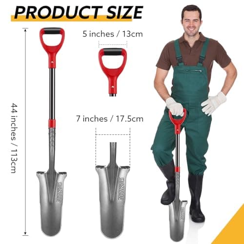 Hantop Drain Spade, Digging Garden Shovel with Fiberglass Handle for Digging,Gardening,Trenching,Transplanting,44 inches 2