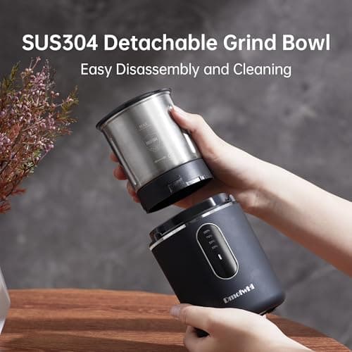 DmofwHi Cordless Coffee Grinder Electric, USB Rechargeable Coffee Bean Grinder with 304 Stainless Steel Blade and Removable Bowl-Black 6