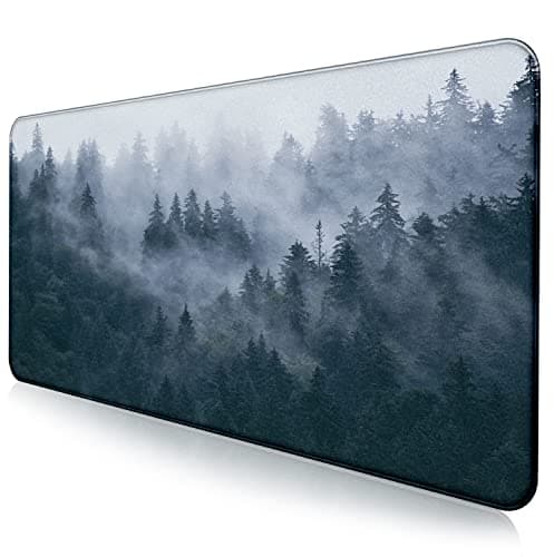 Large Extended Gaming Mouse Pad with Stitched Edges, Non-Slip Waterproof Rubber Base Mouse Pad for Office, Computer, Keyboard, Laptop and Home Desk Pad 35.4 x 15.7 x 0.12 Inch (Grey Forest)