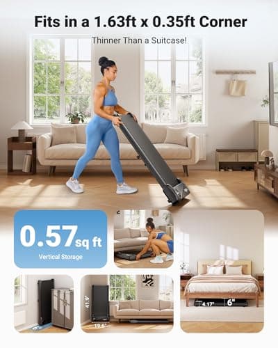 THERUN Walking Pad Treadmill Under Desk, Portable Mini Treadmill for Home/Office, Walking Pad Machine with 2.5HP and 265 lbs Weight Capacity Remote Control LED Display 6