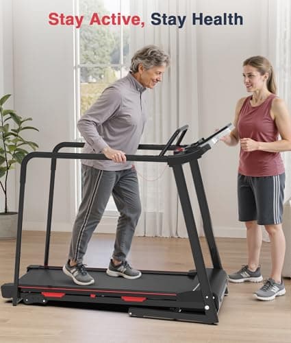Redliro Walking Treadmill for Seniors Foldable - 400 Lb Capacity Senior Treadmill with Front & Long Handrails, 0%-2% Incline Home Recovery Fitness Exercise Machine for Elder, 47.6” Long Belt, APP 9