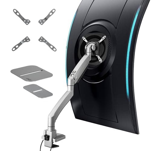 AVLT Single 17"-57" Super Ultrawide Monitor Arm for Screens Up to 59.5 lbs, Premium Aluminum Desk Stand, Adjustable Pneumatic Height, Full Motion Swivel Tilt Rotation, USB-C & USB-A Ports, Gray 8