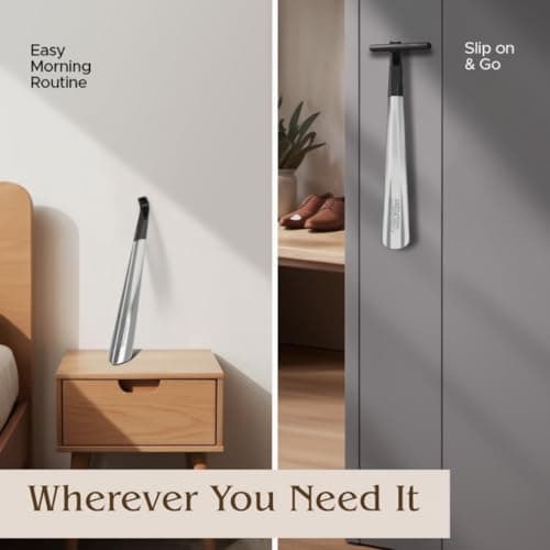 FALKON 16.5" Metal Shoe Horn, 2-Pack Long Handle Shoe Horn for Easy Slip-On, No Bending Required, TSA Friendly 5