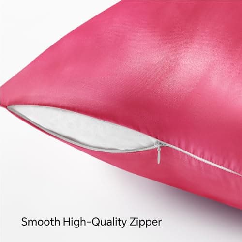 BEDELITE Satin Pillowcase with Zipper 2 Pack, Hot Pink Pillow Cases Standard Size, Super Soft and Cooling Similar to Silk Pillow Cases, Gift for Women Men(20x26 Inches) 5