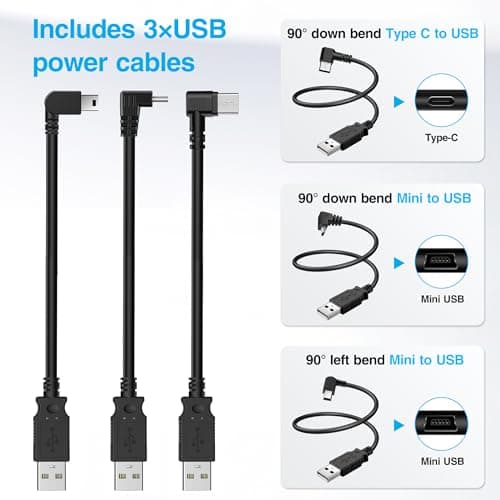 Dash Cam Power Adapter,(10P Type C)Fit Chrysler,Dodge Ram 1500/2500/3500,Jeep Cherokee/Grand Cherokee/Compass/Wagoneer,Connect Auto-Dimming Rearview Mirror,Power Adapter Cable for Dashcam Camera 5