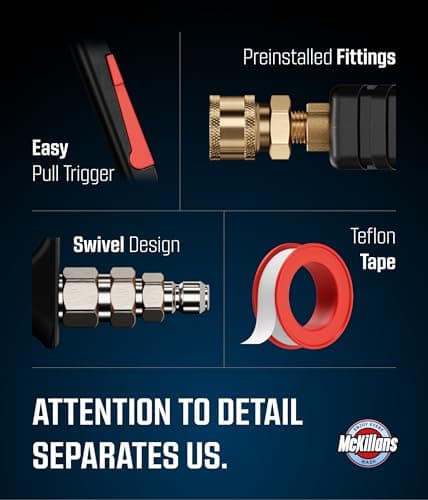 McKillans® Short Pressure Washer Gun with Swivel - High Pressure Water Handle with 3/8" Male Plug and 1/4” Quick Connector Coupler - Power Washer Gun Compatible with Foam Cannon - Car Wash Foam Gun 8