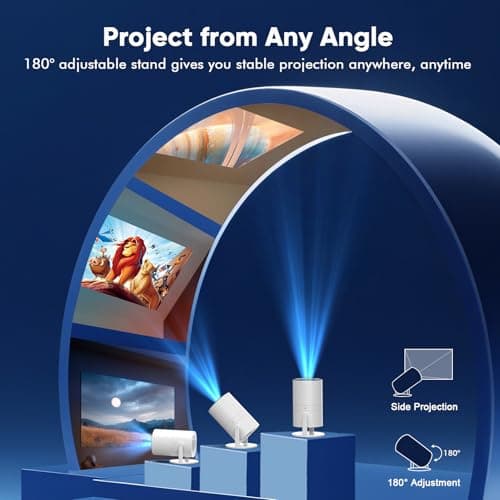 [ Built-in Google TV & Voice Control] WISHOLY Mini Projector with WiFi and Bluetooth, Built-in Streaming Apps, Portable Movie Projector 4K with 180° Rotatable for Outdoor, Home Theater, Movie Night 6