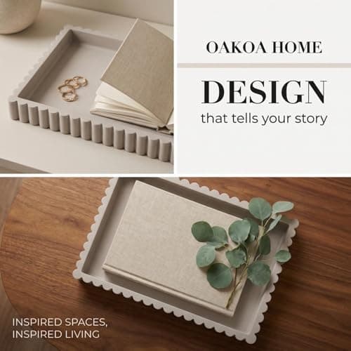 OAKOA Concrete Decorative Tray for Coffee Table Tray Decor - Ottoman Tray for Living Room - Bandejas Decorativas - Table Trays Decorative - Coffee Table Centerpiece 5
