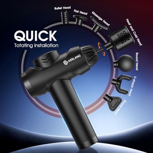 AERLANG Massage Gun with Heat and Cold,Deep Tissue Massage Gun, Back and Neck Massager for Pain Relief,Muscle Percussion Massager,Handheld Messager with 7Heads&Silent Birthday Gifts for him 6
