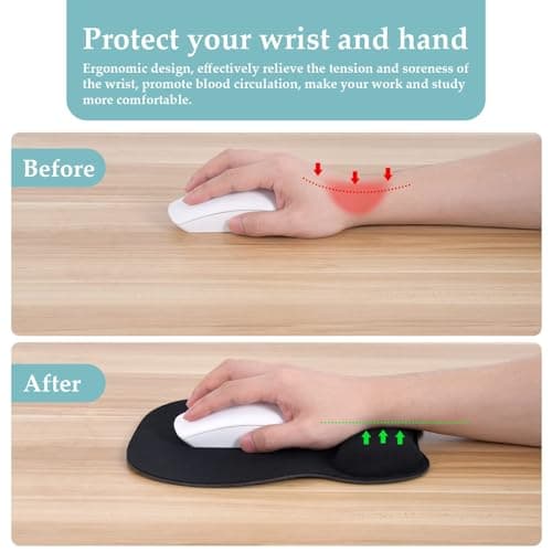EooCoo Ergonomic Mouse Pad with Wrist Support, Mousepad with Memory Foam Wrist Rest and Non-Slip Base for Computer, Cafe, Home & Office, 9.64 x 8.26 in Office Desk Accessories 6