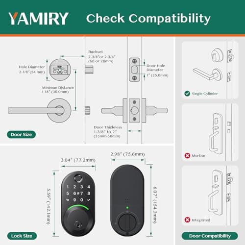 Yamiry Smart Deadbolt Door Lock with Keypad: Fingerprint Smart Deadbolt - Keyless Entry Door Lock - Digital Smart Locks for Front Door - App Remote Control and Pro Security 6