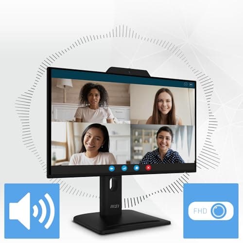 MSI PRO MP242PMG, 24-inch IPS 1920 x 1080 (FHD) Computer Monitor, 120Hz, Webcam, Adaptive-Synch, EPEAT Silver, HDMI, DisplayPort, VGA Port, VESA Mountable, Tilt, Height Adjustable, Speaker, 1ms, Black 5