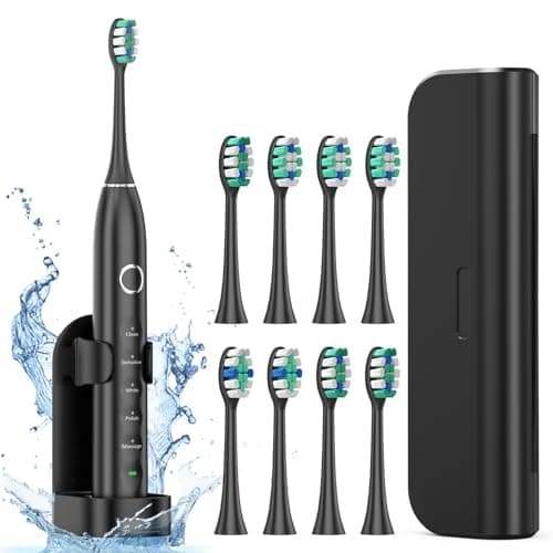 Fronix Electric Toothbrush for Adults with 8 Brush Heads, Sonic Toothbrush Rechargeable with a Holder & Travel Case, 2.5 Hours Charge for 120 Days Use