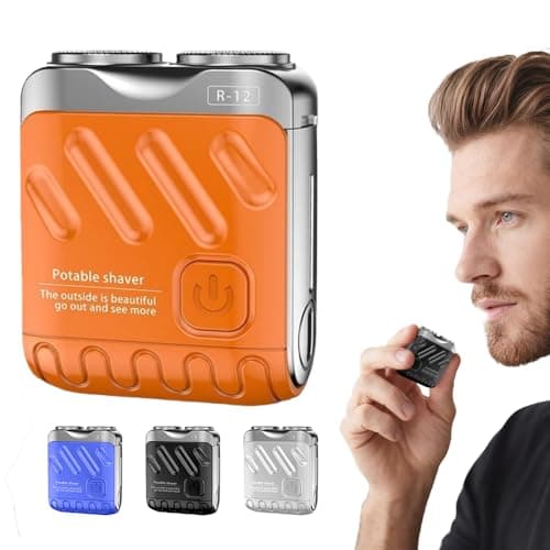 Portable Rotary Dual Ring Electric Shaver, 2025 New Rotary Dual Ring Electric Razor for Men, One-Button Long Lasting for Home Travel, USB Rechargeable (Orange)