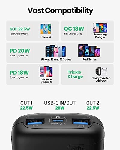 INIU Portable Charger, Smallest 22.5W 10000mAh Power Bank, USB C in/Output Fast Charging 3-Output Mini Battery Pack Charger with Phone Holder for iPhone 17 16 15 14 Air Samsung S23 Google iPad Tablet 7