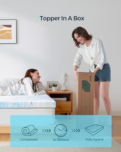 LINSY LIVING 3 Inch Mattress Topper Queen, Cooling Gel Infused Swirl Memory Foam, Soft Mattress Topper for Firm Mattress, CertiPUR-US Certified Bed Topper, Queen Size 4