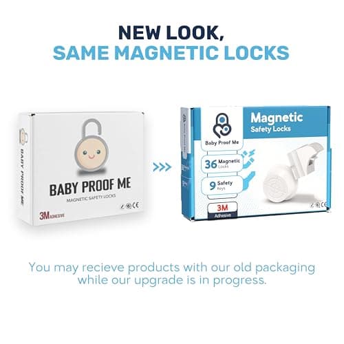 Baby Proof Me 36-Pack Magnetic Cabinet Locks, Baby Proofing Child Safety Locks with 9 Keys, No-Drill 3M Adhesive for Cabinets & Drawers 5