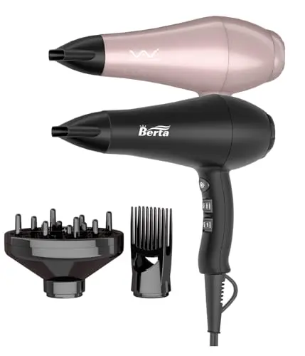 1875W Powerful Negative Ions Hair Dryer Ceramic Professional Far Infrared Blow Dryer 2 Speeds 3 Heating Settings With Diffuser Concentrator & Comb