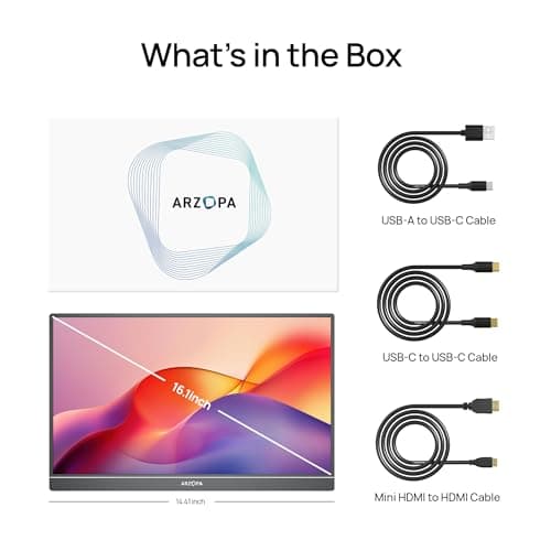 ARZOPA 16.1" Portable Monitor, 100% sRGB FHD 1080P Kickstand Portable Laptop Monitor High Color Gamut Display IPS Eye Care Screen for High-end Office & Entertainment -Z1C 9