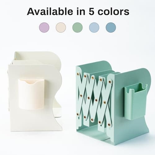 TAKORUY Adjustable Bookends, Desktop Bookshelf, Book Ends for Shelves, Book Ends for Heavy Books, Magazine Holder (Green) 5