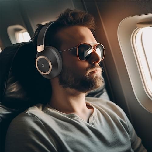 EAORUL Active Noise Cancelling Headphones, 100H Playtime Headphones Wireless Bluetooth, Bluetooth Headphone with Mic, Over Ear Wireless Headphone with Deep Bass,Fast Charging for Travel 6