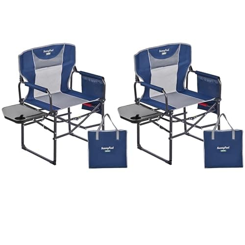 SUNNYFEEL Camping Directors Chair, Heavy Duty,Oversized Portable Folding Chair with Side Table, Pocket for Beach, Fishing,Trip,Picnic,Lawn,Concert Outdoor Foldable Camp Chairs