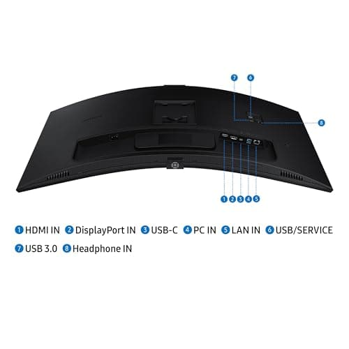 Samsung 34-Inch ViewFinity S65VC Series Ultra-WQHD Curved Computer Monitor, 100Hz, AMD FreeSync, HDR10, USB-C, Built-in Speaker, Camera, KVM Switch, Eye Care, Eco-Packaging, LS34C650VANXGO, Black 10