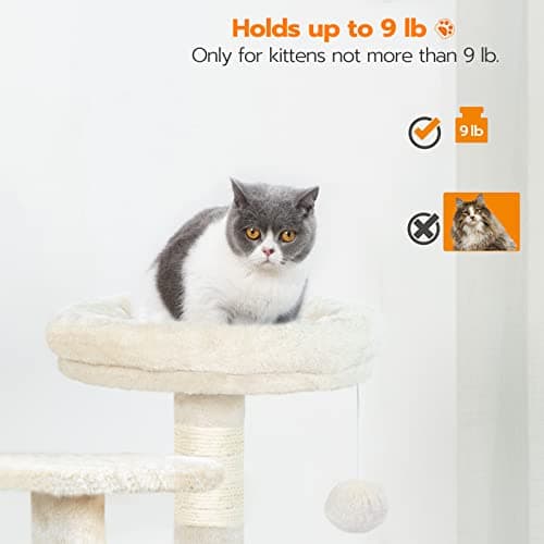 HOOBRO Cat Tree, 34.6-Inch Small Cat Tower with Soft Plush Perch, for Kittens, 3-Tier Cat Condo Furniture with Scratching Posts, with Anti-Tipping Kit, Sturdy, Indoor BE09CT03 6