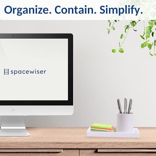 Spacewiser Countertop and Vanity Tray - Small 7.7” Silicone Tray for Soap Dispenser, Bathroom Trays, Dish Soap Trays for Kitchen Counter, Sink Caddy Sinks Organizer, Soaps Dish & Sponge Holder, White 9