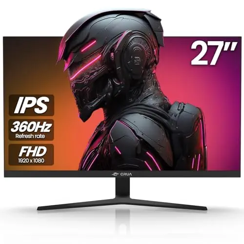 CRUA 27Inch Gaming Monitor, IPS 360Hz Computer Monitor FHD(1920 * 1080P), 120% sRGB, PC Monitor That Compatible AMD Freesync, HDMI 2.0 & DP 1.4, Support Wall Mountable Installs-Black