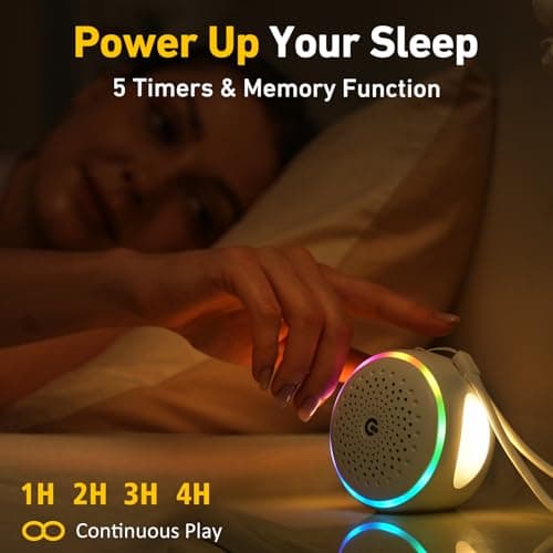 White Noise Machine, Portable with 27 Soothing Sounds for Baby, Adults & Kids Sleep, 5 Timers & 8 Colors Night Light & Rechargeable Battery, Sound Therapy for Travel, Office, Home & Gift 5