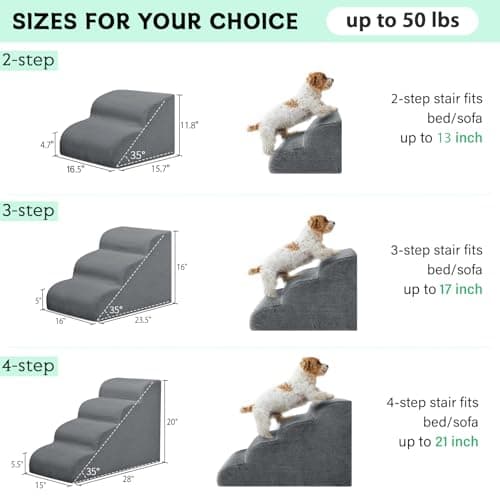 Mesa Lemon Dog Stairs & Steps for High Beds, 3 Steps High Density Foam Waterproof Dog Ramp for Small Dogs and Cats, Pet Stairs with Removable Washable Cover for Bed, Couch, Sofa and Car (H:16") 6